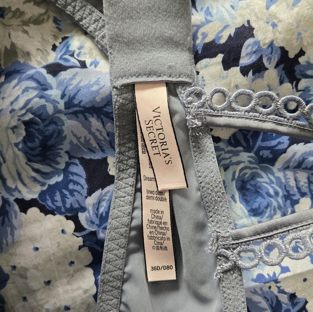 Victoria's Secret Bra Women's 36D Blue Gray Lace  Dream Angels Racerback - Picture 9 of 11